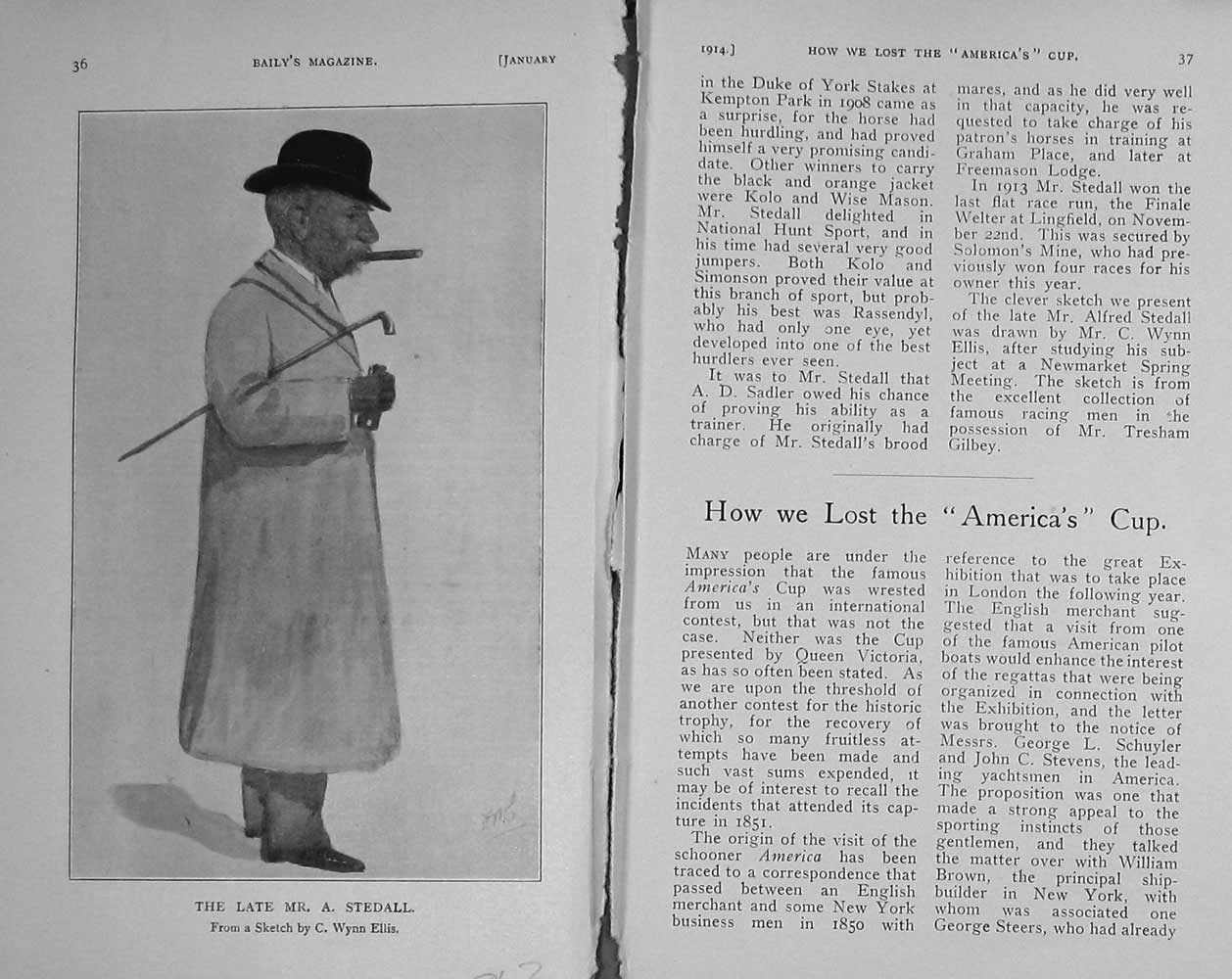 Original Old Antique Print 1914 Portrait Stedall Sportsman Wynn Ellis 20th