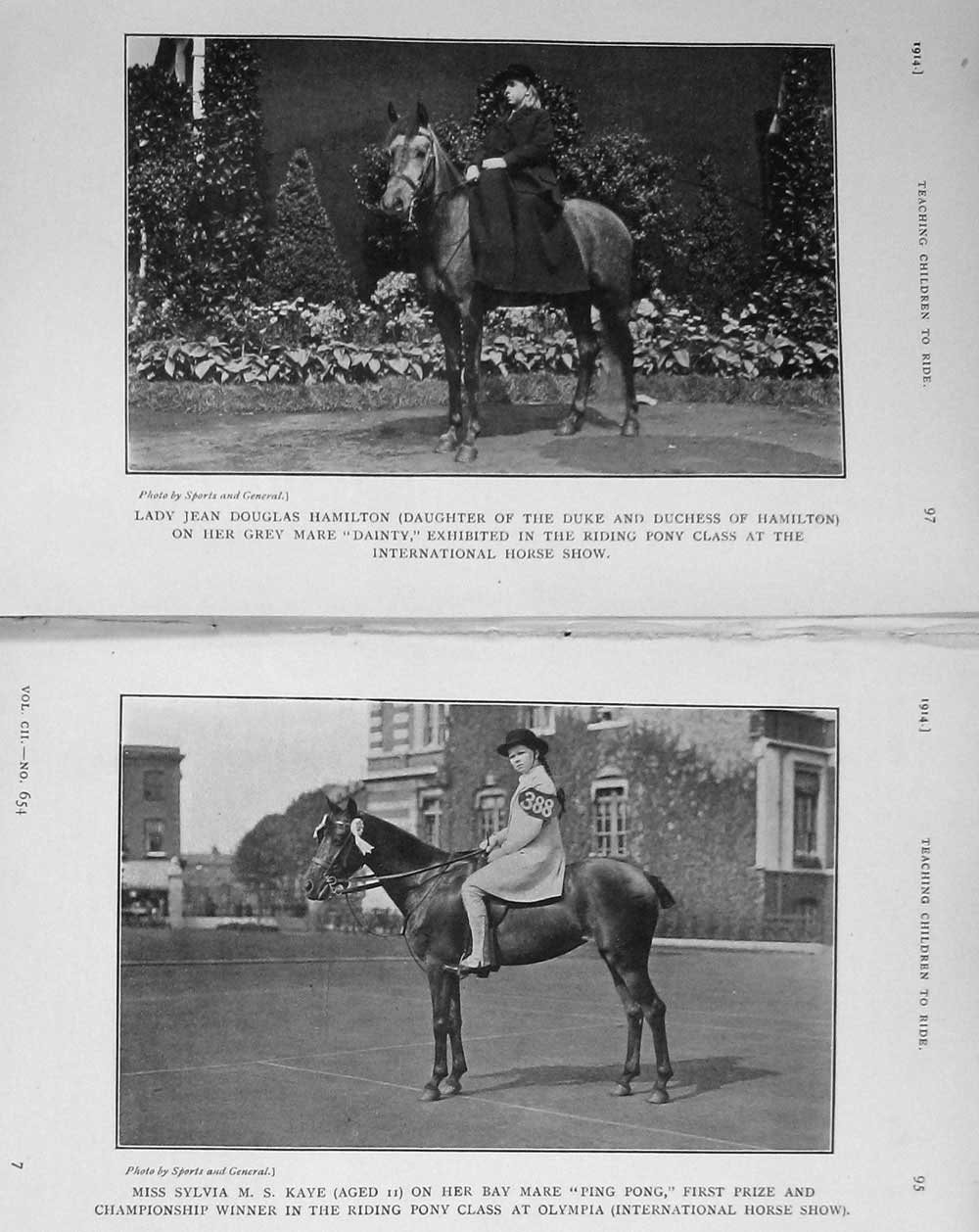 Old Antique Print 1914 Lady Hamilton Dainty Horse Sylvia Kaye Ping Pong 20th