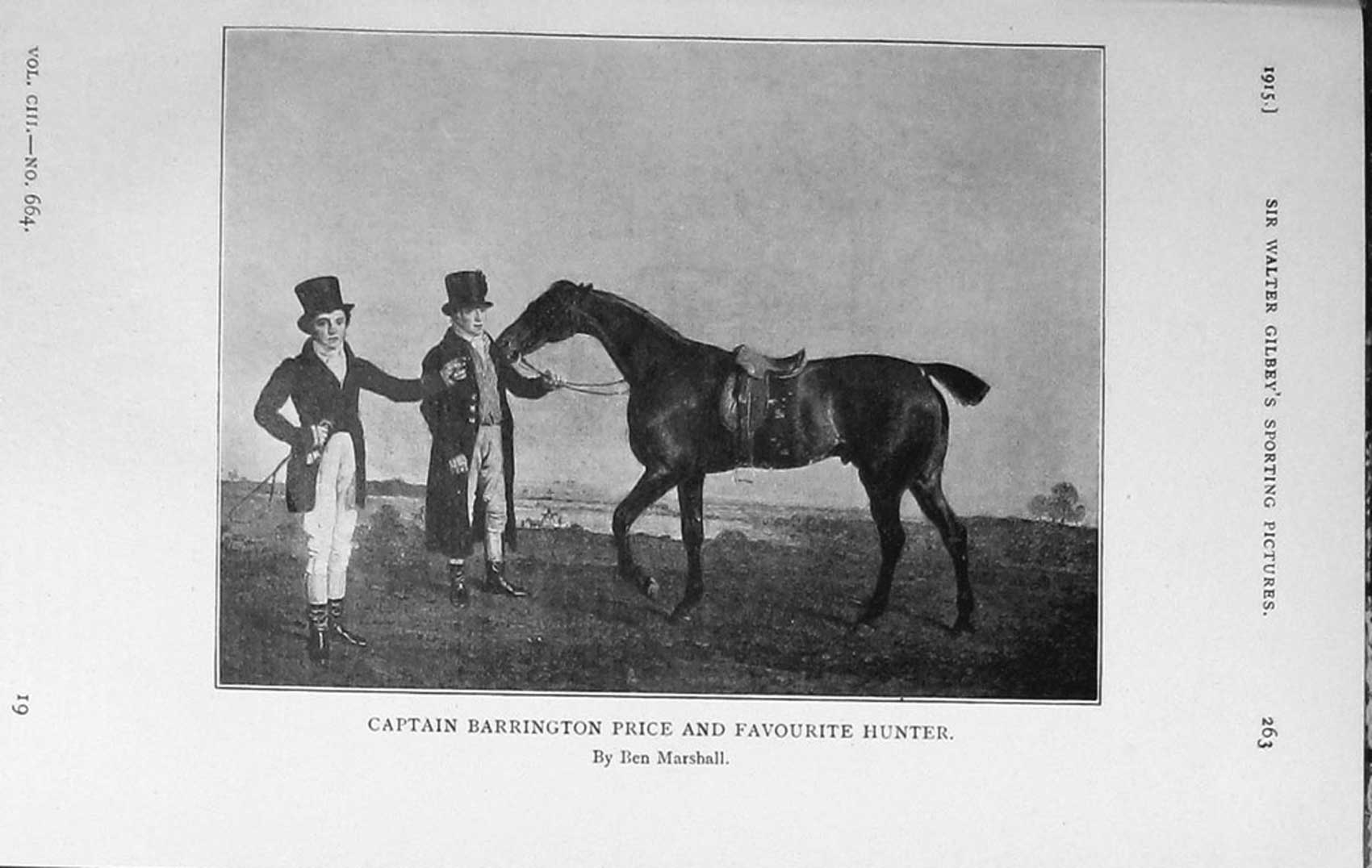 Original Old Antique Print 1915 Captain Barrington Price Hunter Horse Sportsmen