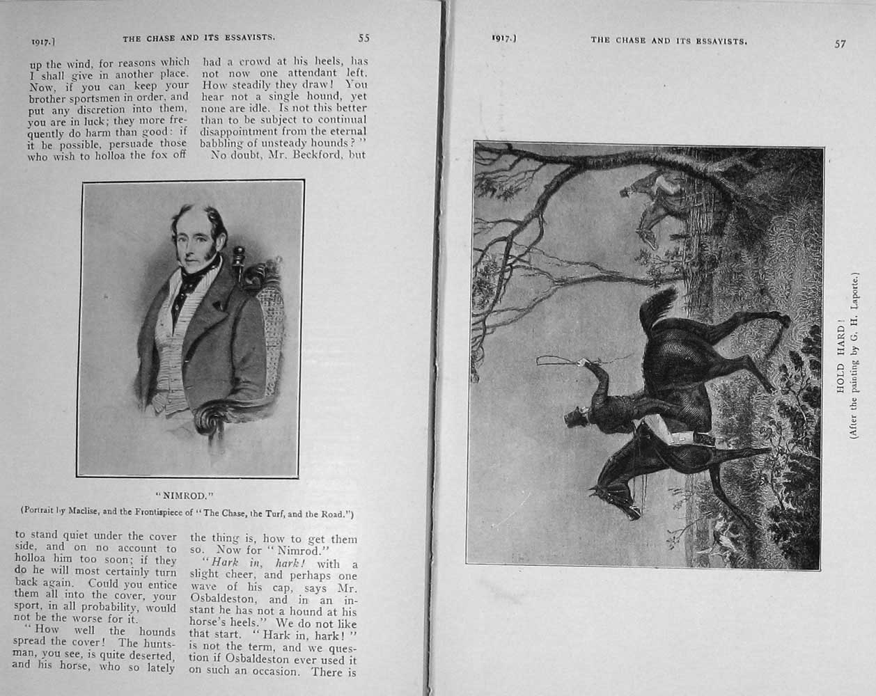 Original Old Vintage Print 1917 Portrait Nimrod Horse Hunting Somerville 20th