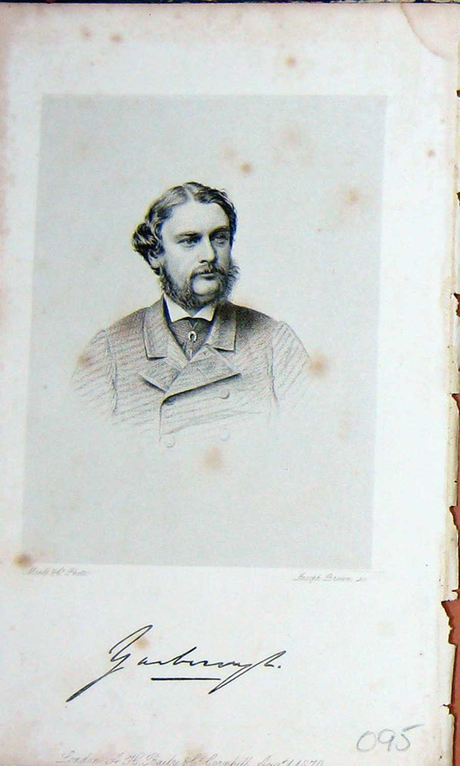 Original Old Antique Print Baily'S Magazine Portrait 1870 Man Sportsman 19th