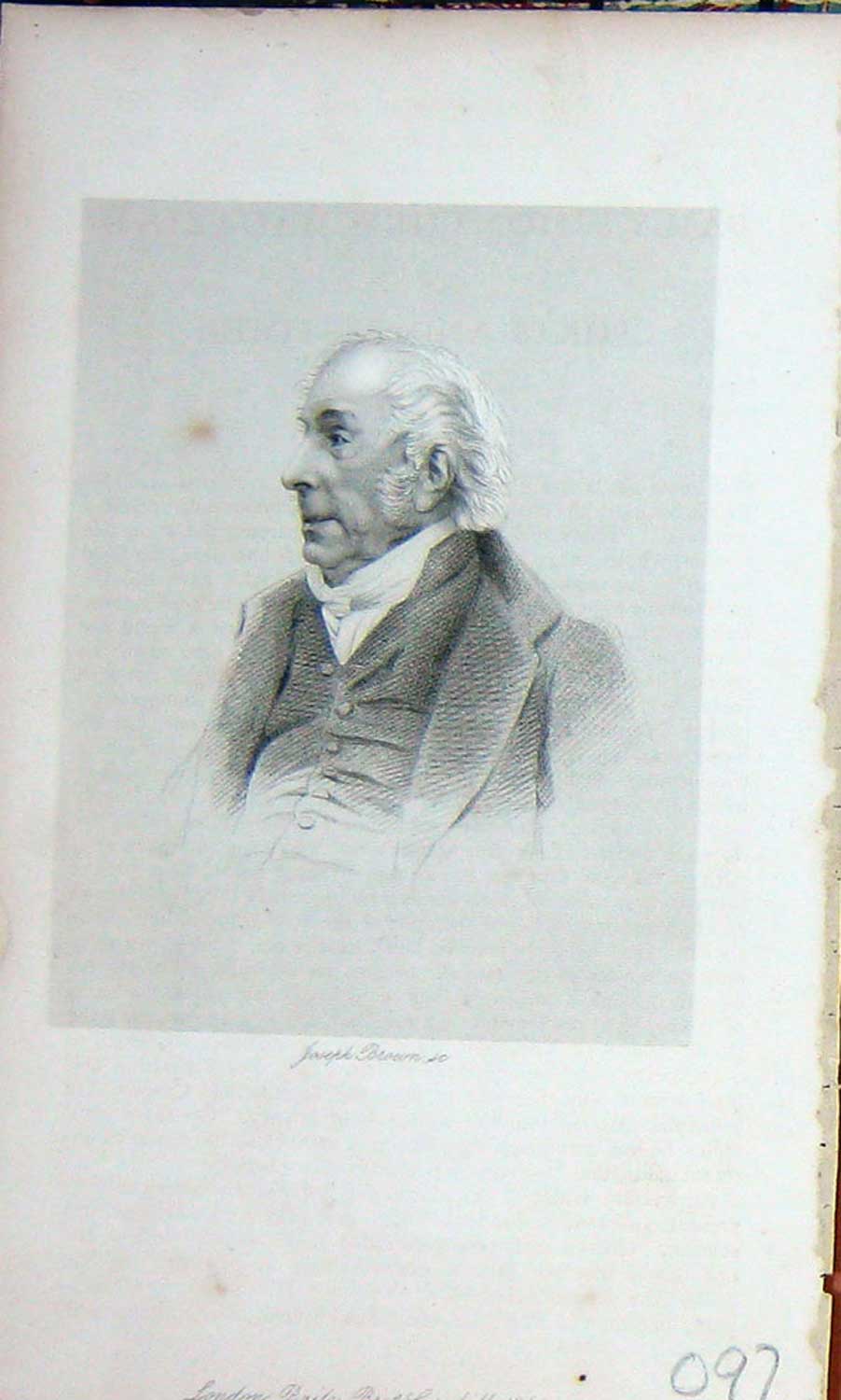 Original Old Antique Print Baily'S Portrait 1861 Joseph Brown Man Victorian