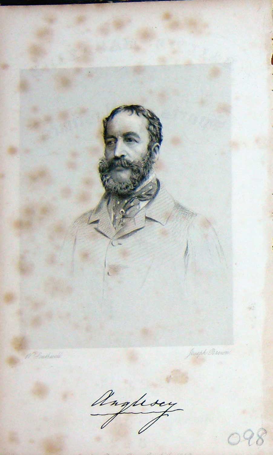 Original Old Antique Print Baily'S Portrait 1862 Anglesey Man Sportsman 19th