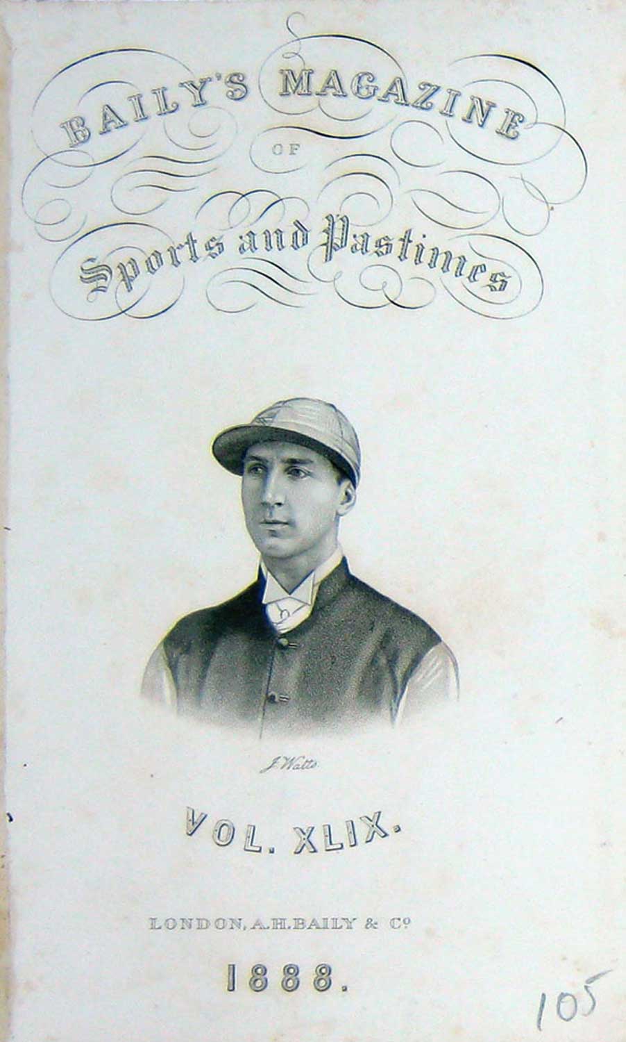 Original Old Antique Print Frontispiece Portrait 1888 Watts Jockey Sportsman