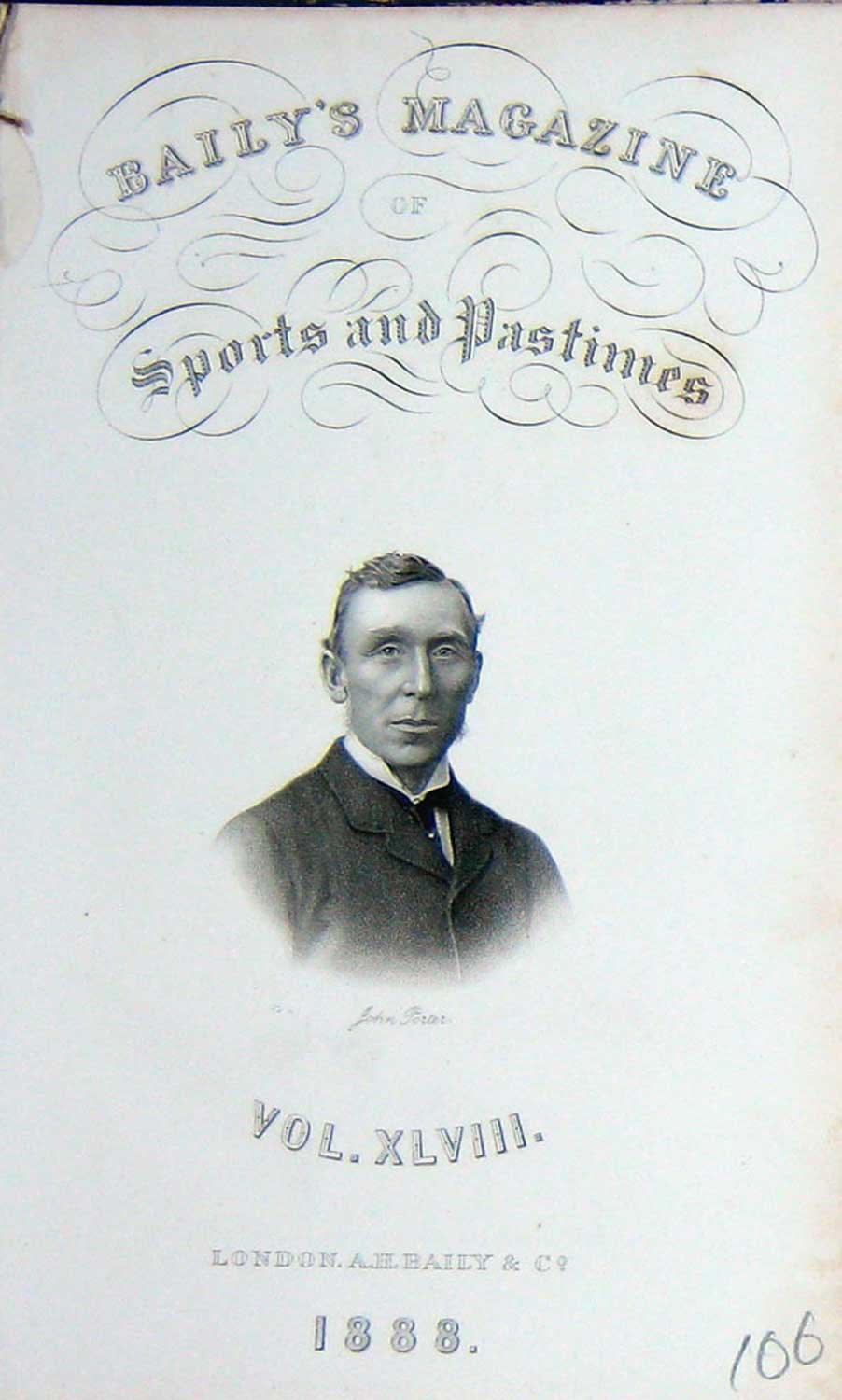 Original Old Antique Print Frontispiece Portrait 1888 John Porter Sportsman