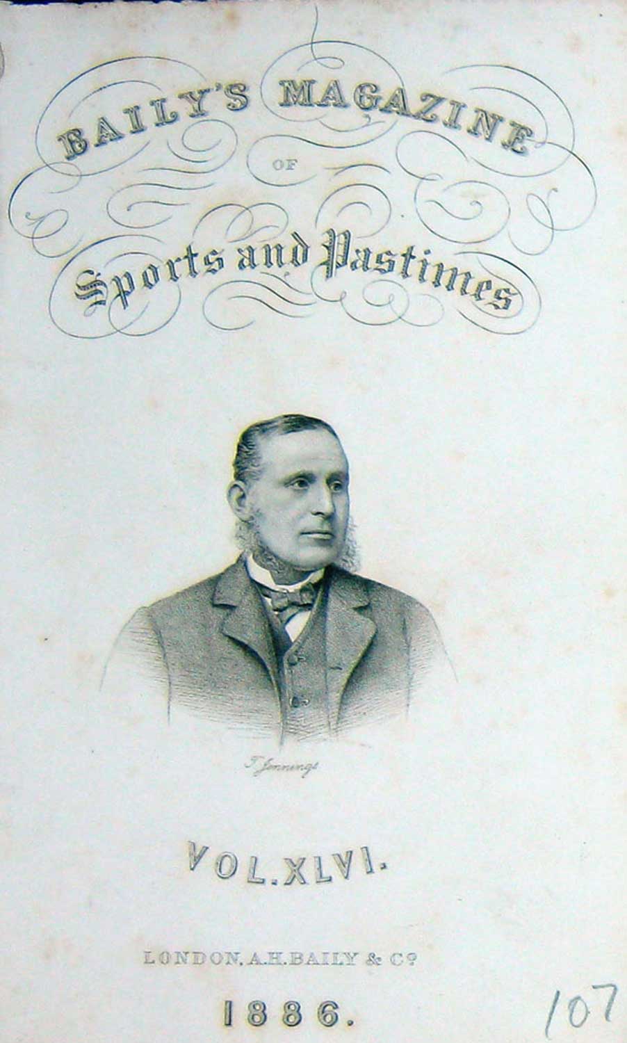 Old Antique Print Baily'S Frontispiece Portrait 1886 Jennings Sportsman 19th