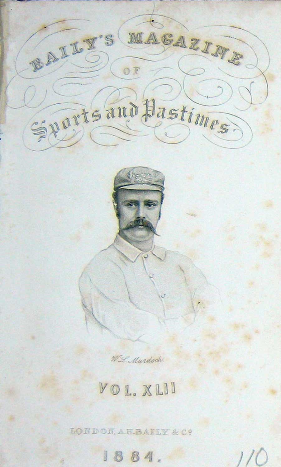 Original Old Antique Print Baily'S Frontispiece Portrait 1884 Murdoch Sportsman