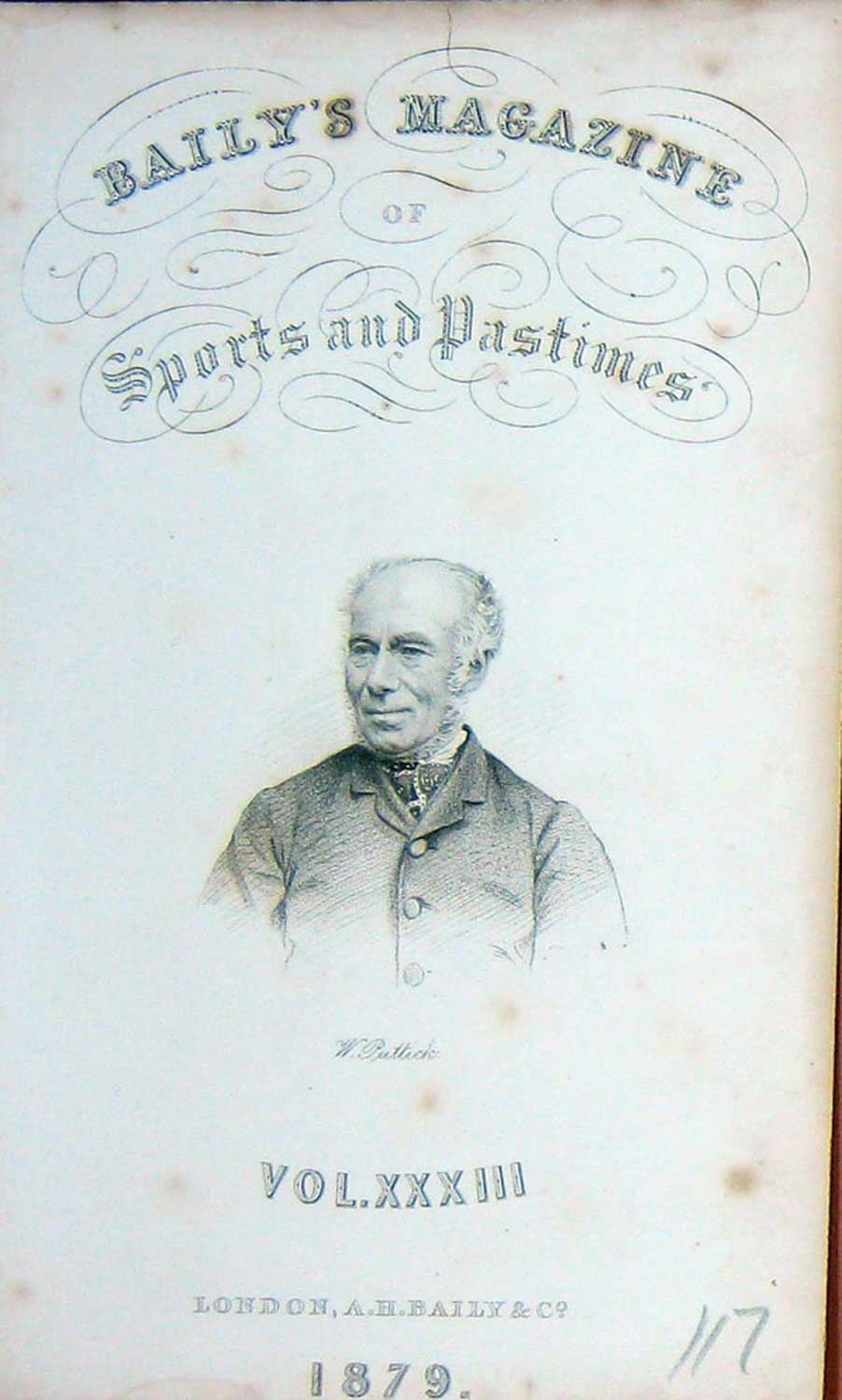 Old Antique Print W. Puttick Baily'S Frontispiece Portrait 1879 Sportsman 19th