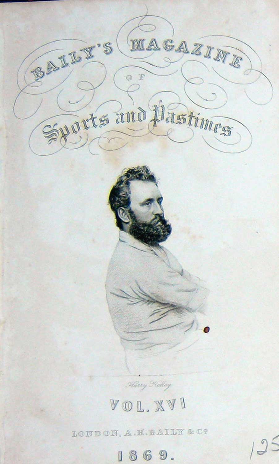 Original Old Antique Print Frontispiece Portrait 1869 Harry Kelley Sportsman