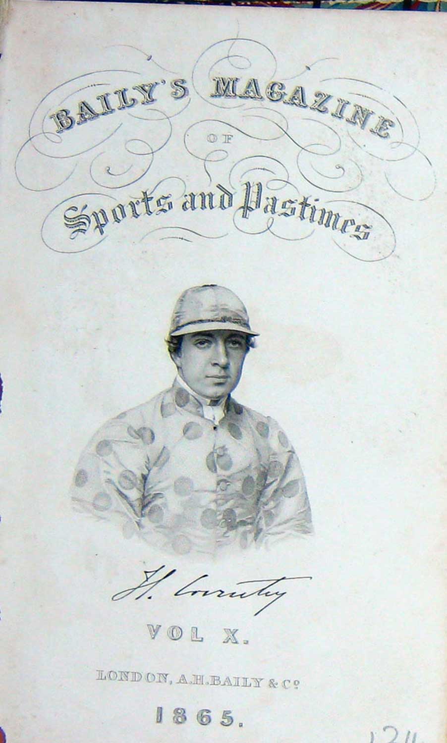 Original Old Antique Print Baily'S Frontispiece Portrait 1865 Jockey Sportsman
