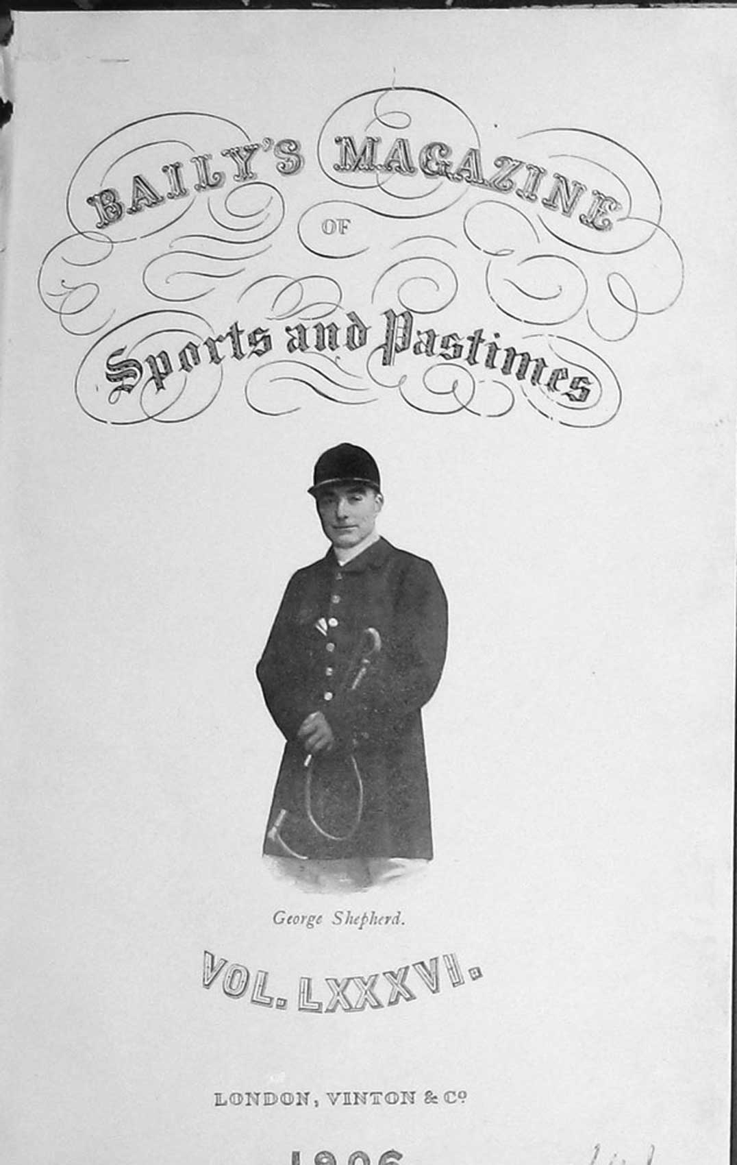 Original Old Antique Print Frontispiece Portrait 1906 George Shepherd Huntsman