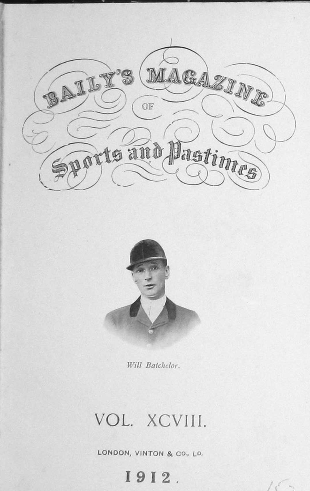 Original Old Antique Print Frontispiece Portrait 1912 Will Batchelor Huntsman