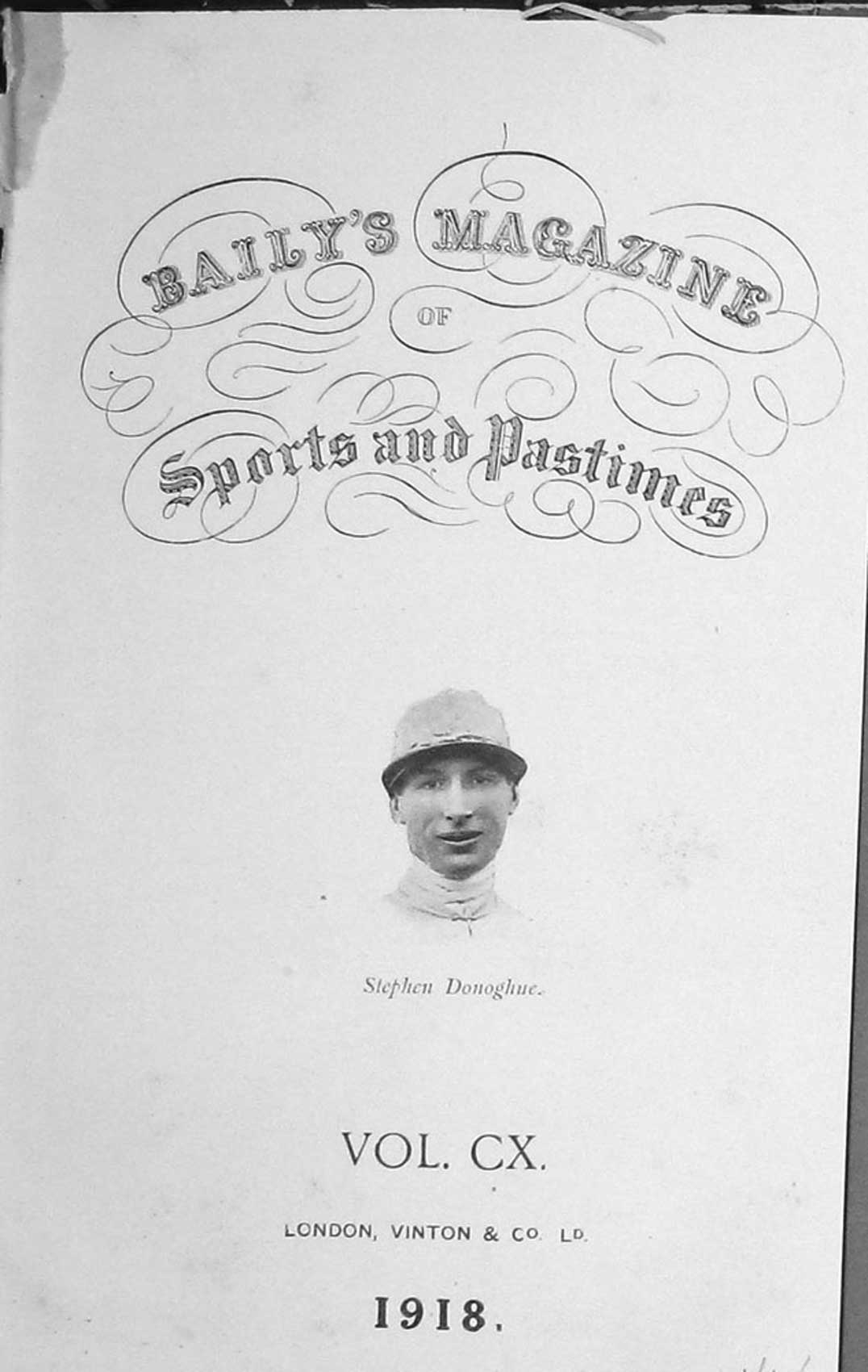 Original Old Vintage Print Frontispiece Portrait Stephen Donoghue 1918 Jockey