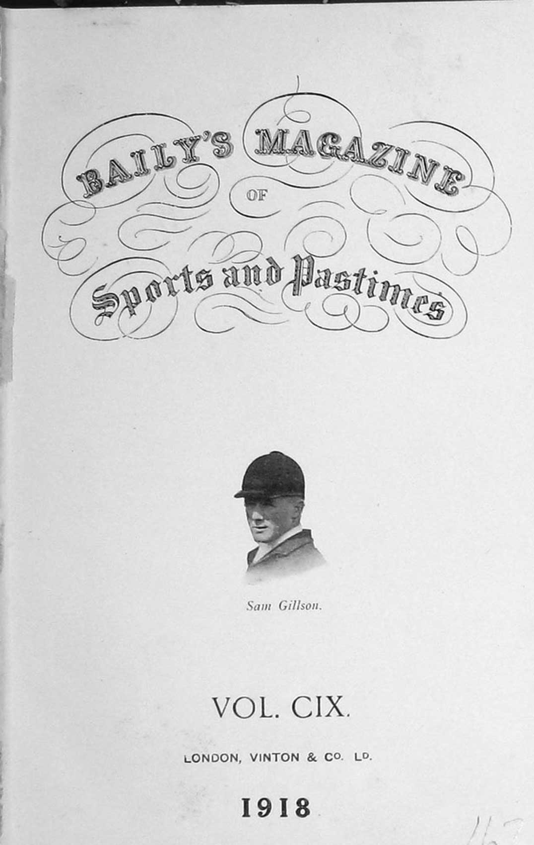 Old Vintage Print Frontispiece Portrait Sam Gillson 1918 Huntsman Sport 20th