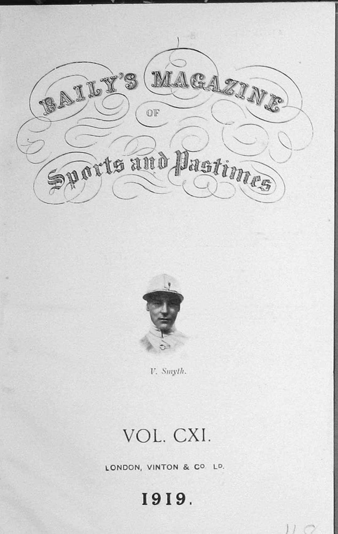 Original Old Vintage Print Frontispiece Portrait 1919 V. Smyth Jockey Sportsman
