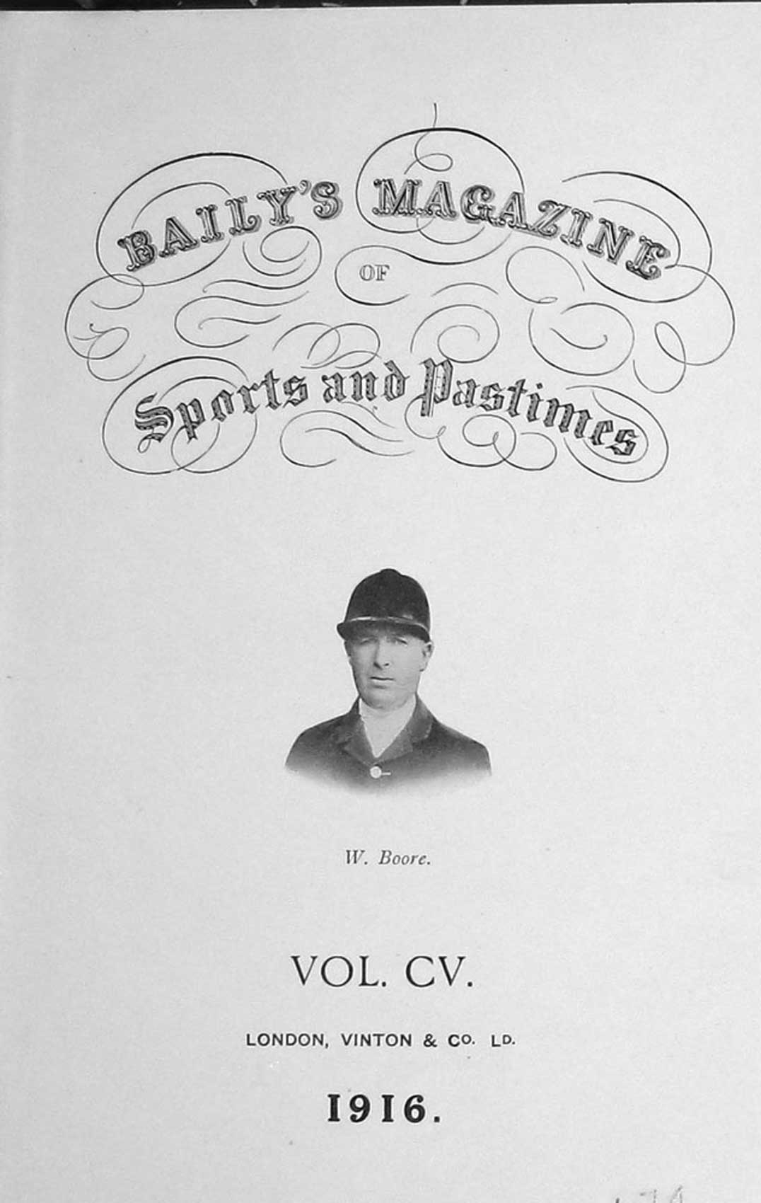 Old Antique Print Frontispiece Portrait 1916 W. Boore Huntsman Sportsman 20th