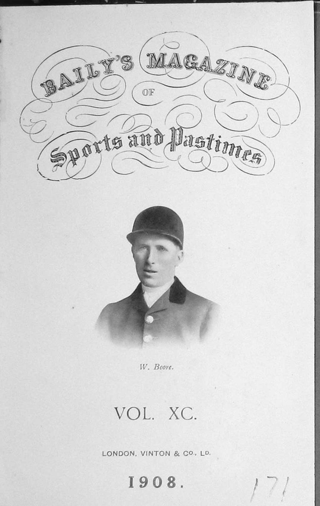 Original Old Antique Print Frontispiece Portrait 1908 W. Boore Huntsman Sport