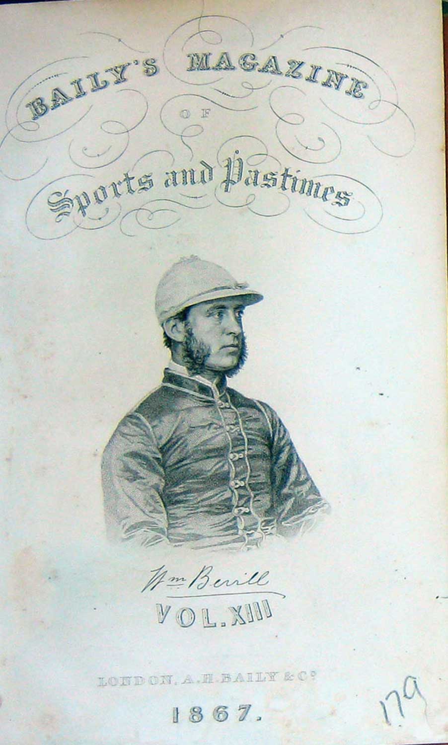 Original Old Antique Print Baily'S Magazine Frontispiece Portrait 1867 Jockey
