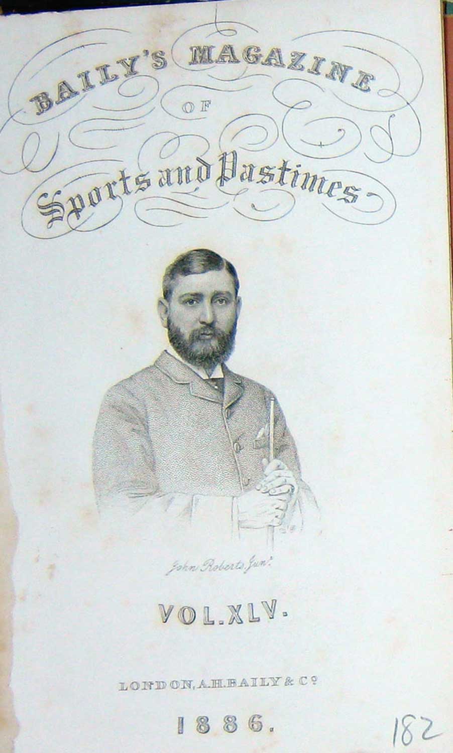 Original Old Antique Print Frontispiece Portrait John Roberts 1886 Sportsman