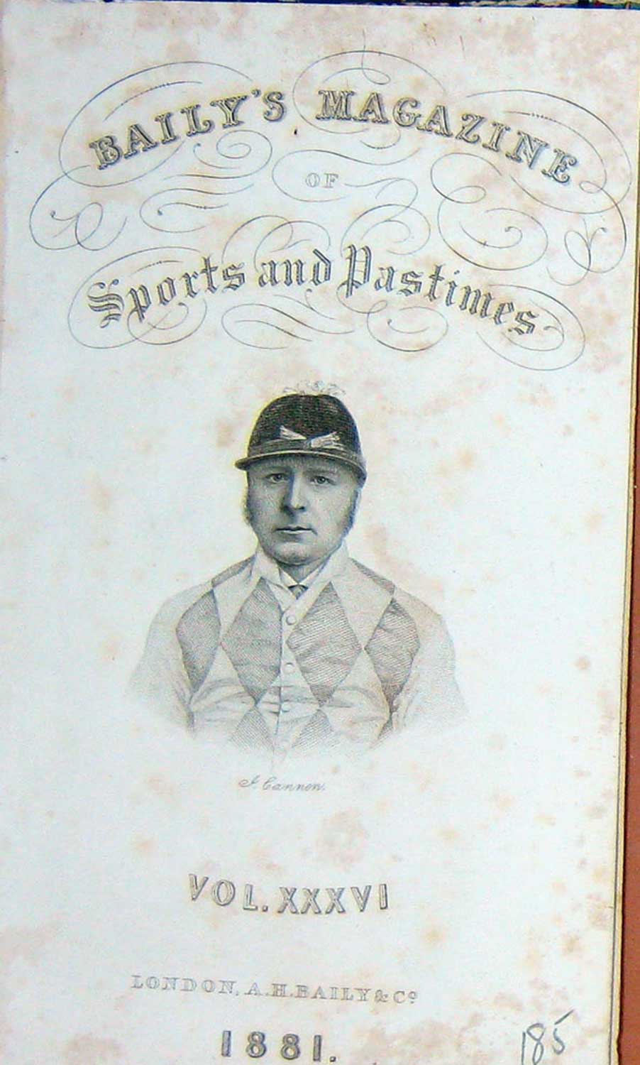 Original Old Antique Print Frontispiece Portrait Cannon 1881 Jockey Sportsman