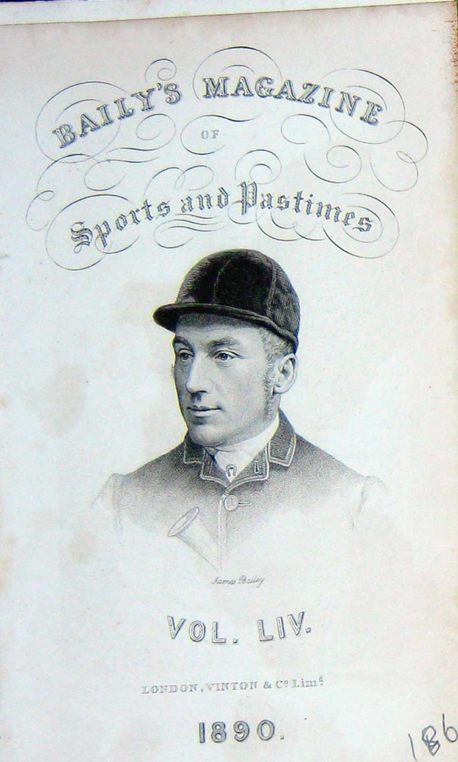 Old Antique Print Frontispiece Portrait 1890 James Bailey Huntsman Sport 19th