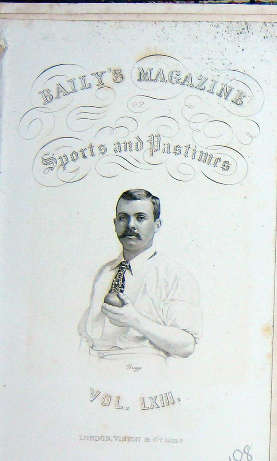 Original Old Antique Print Frontispiece Portrait 1895 Briggs Crickeyt Sportsman