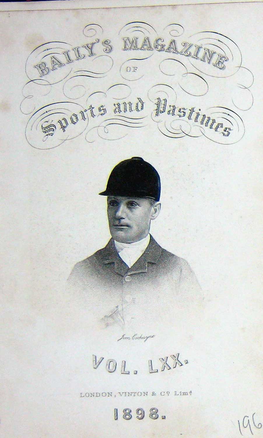 Old Antique Print Frontispiece Portrait 1898 Jim Cockayne Huntsman Sport 19th