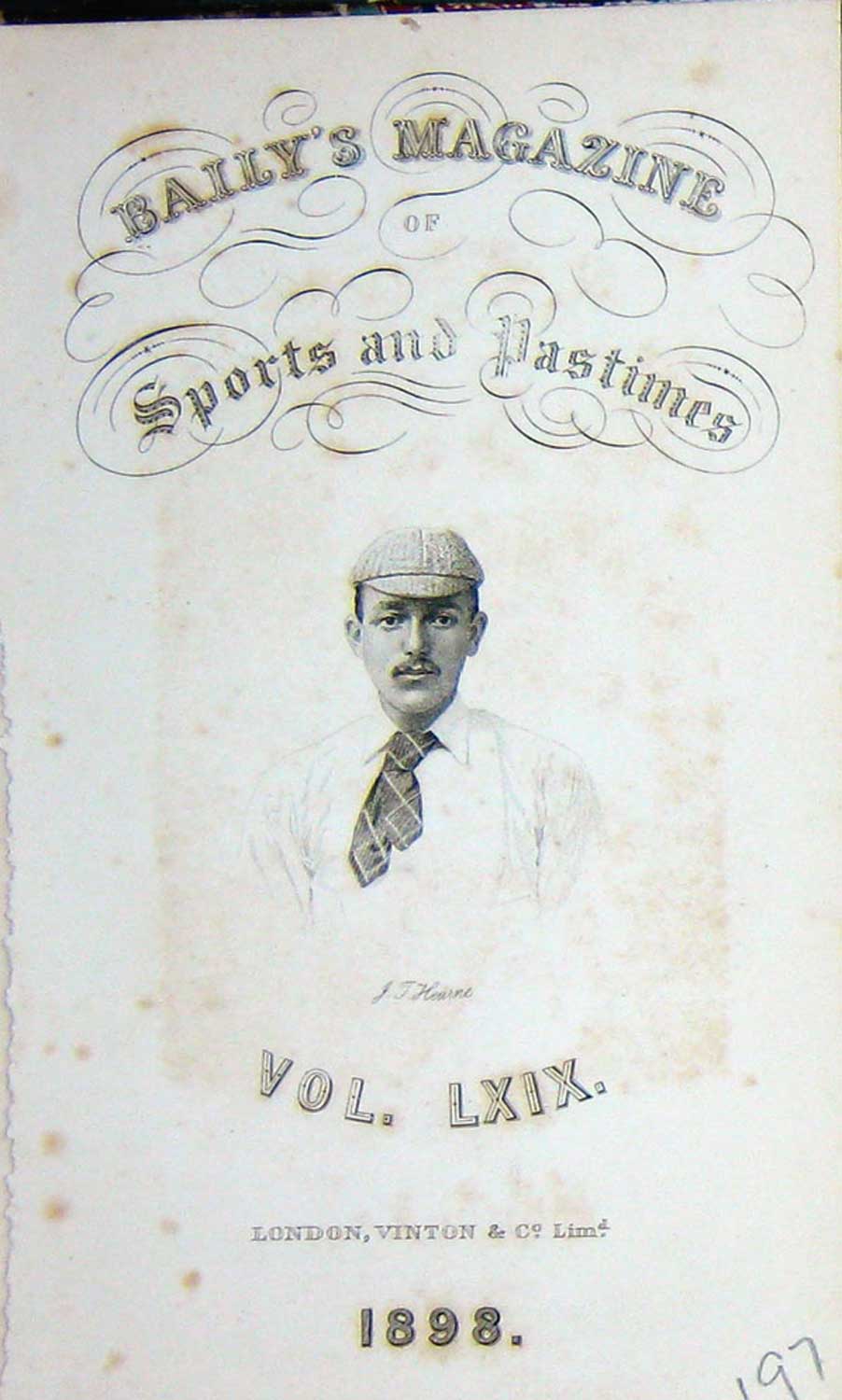 Original Old Antique Print Frontispiece Portrait Hearne 1898 Cricket Sportsman