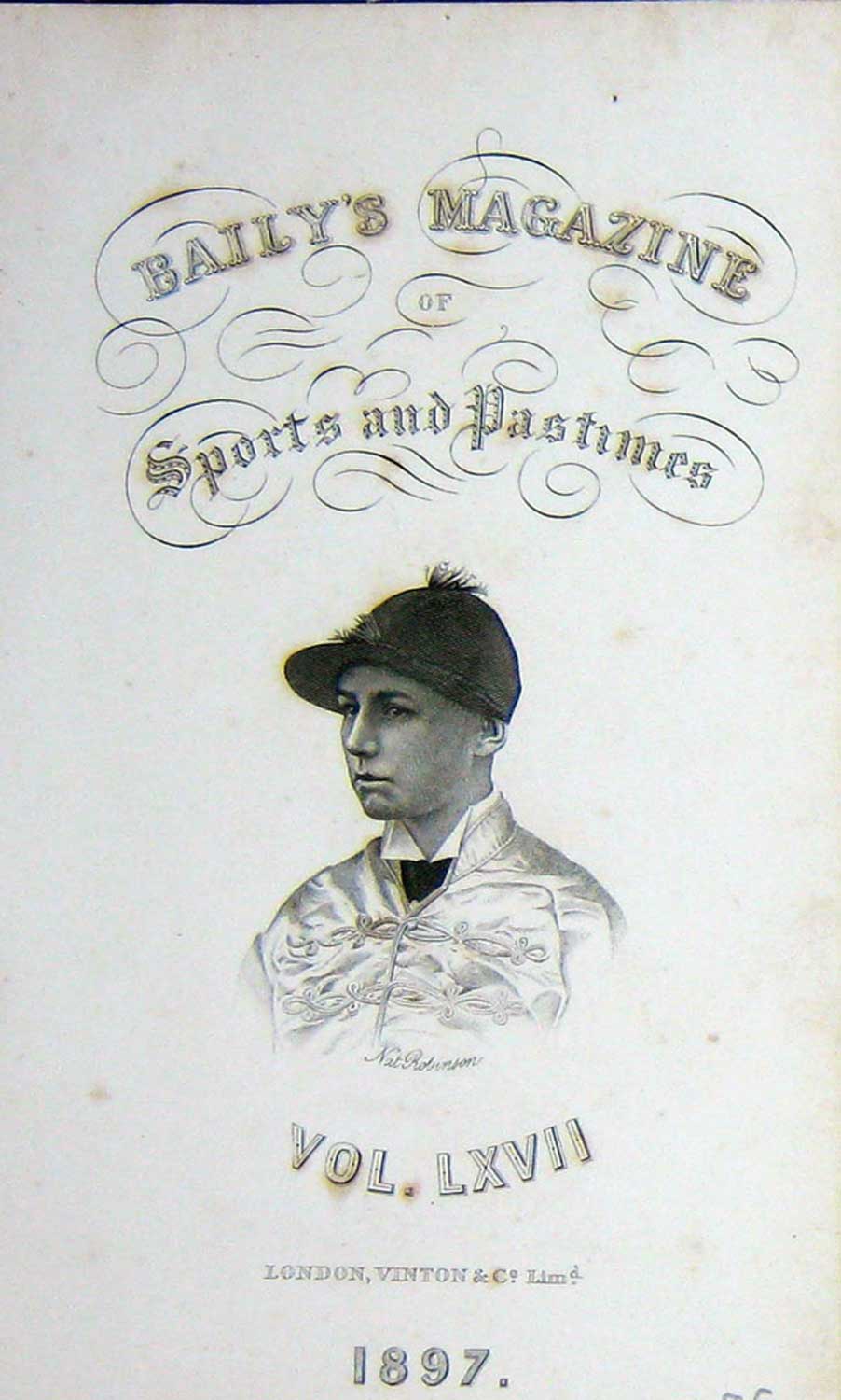 Original Old Antique Print Frontispiece Portrait 1897 Nat Robinson Jockey Sport