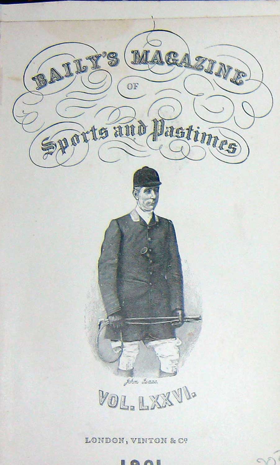 Original Old Antique Print Frontispiece Portrait 1901 John Isaac Huntsman Sport