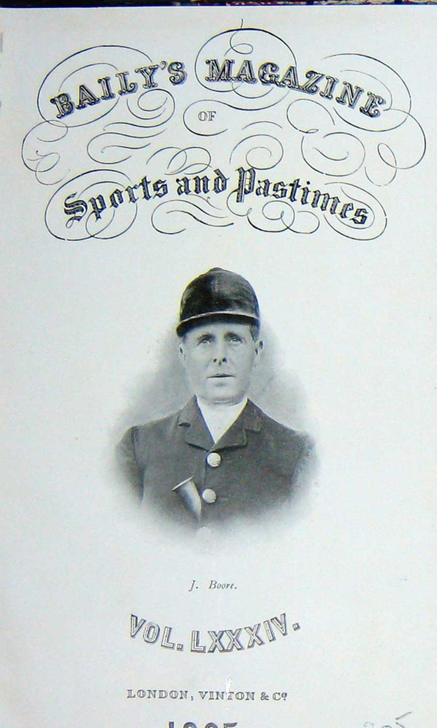 Original Old Antique Print Frontispiece Portrait 1905 J. Boore Huntsman Sport