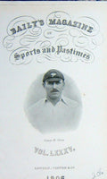 Original Old Antique Print Frontispiece Portrait 1906 George H. Hirst Cricket