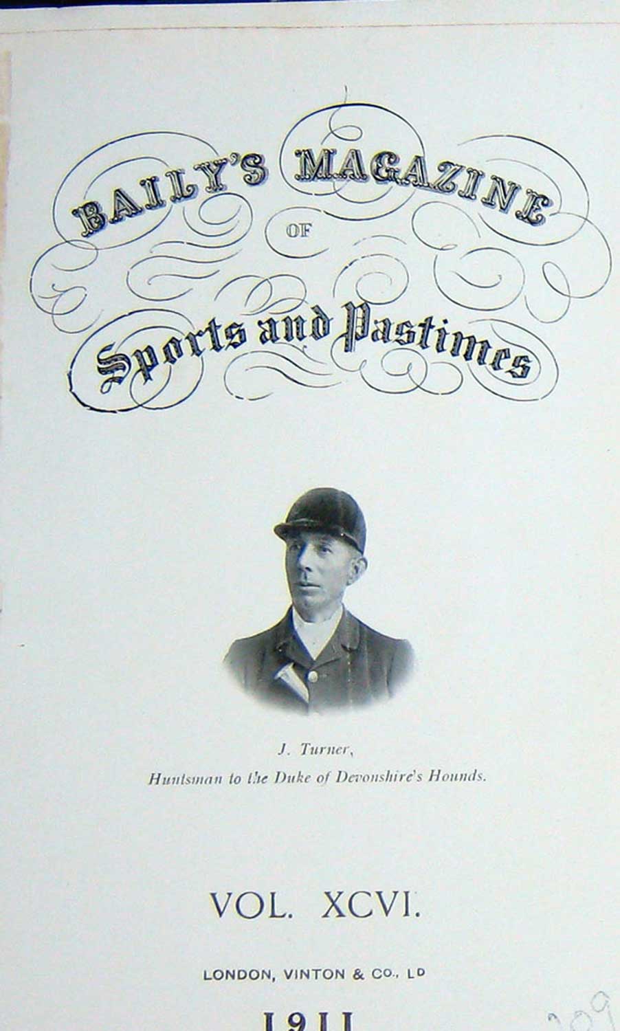 Old Antique Print Frontispiece Portrait 1911 Turner Huntsman Devonshire 20th