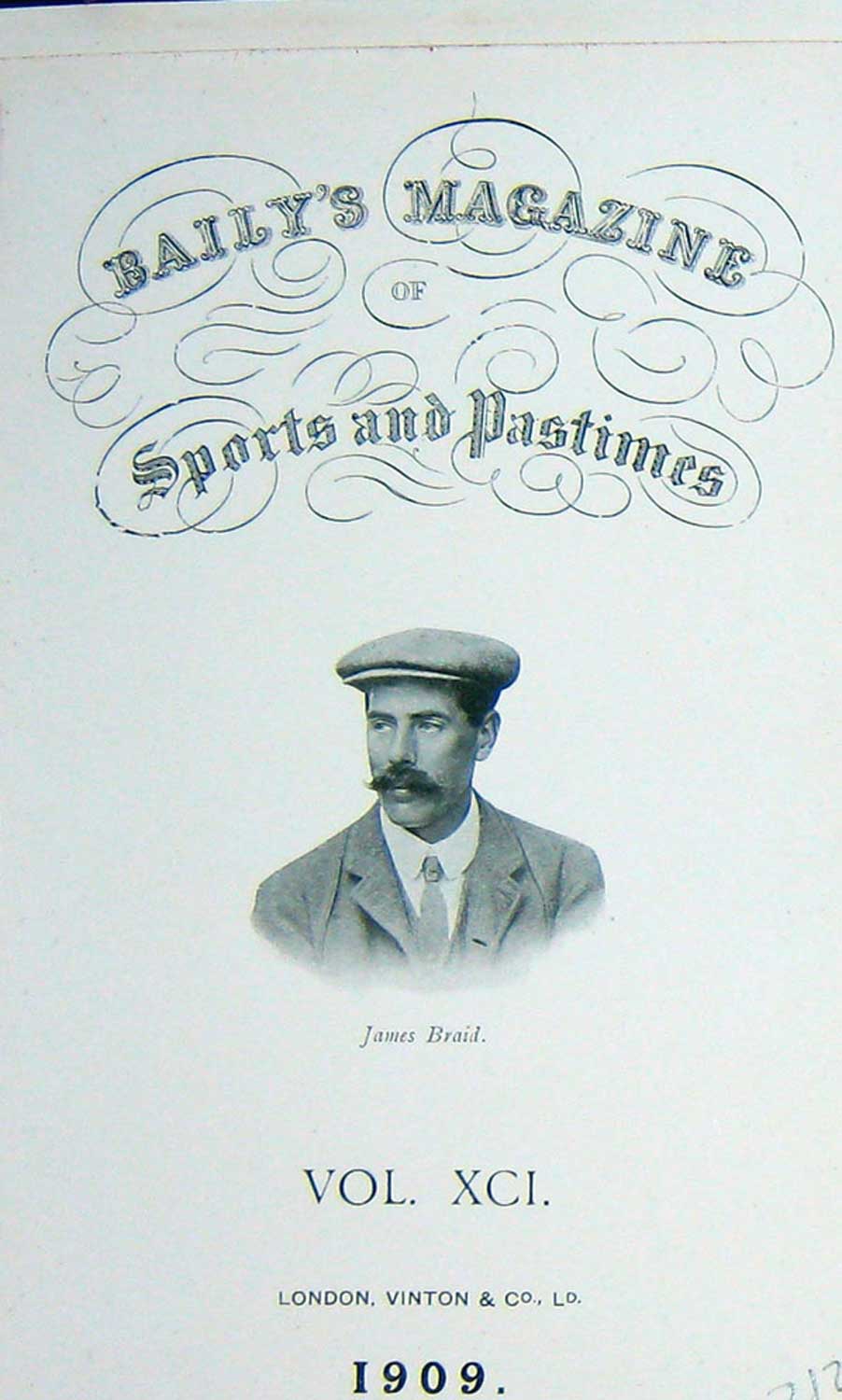 Old Antique Print Baily'S Magazine Frontispiece Portrait 1909 James Braid 20th