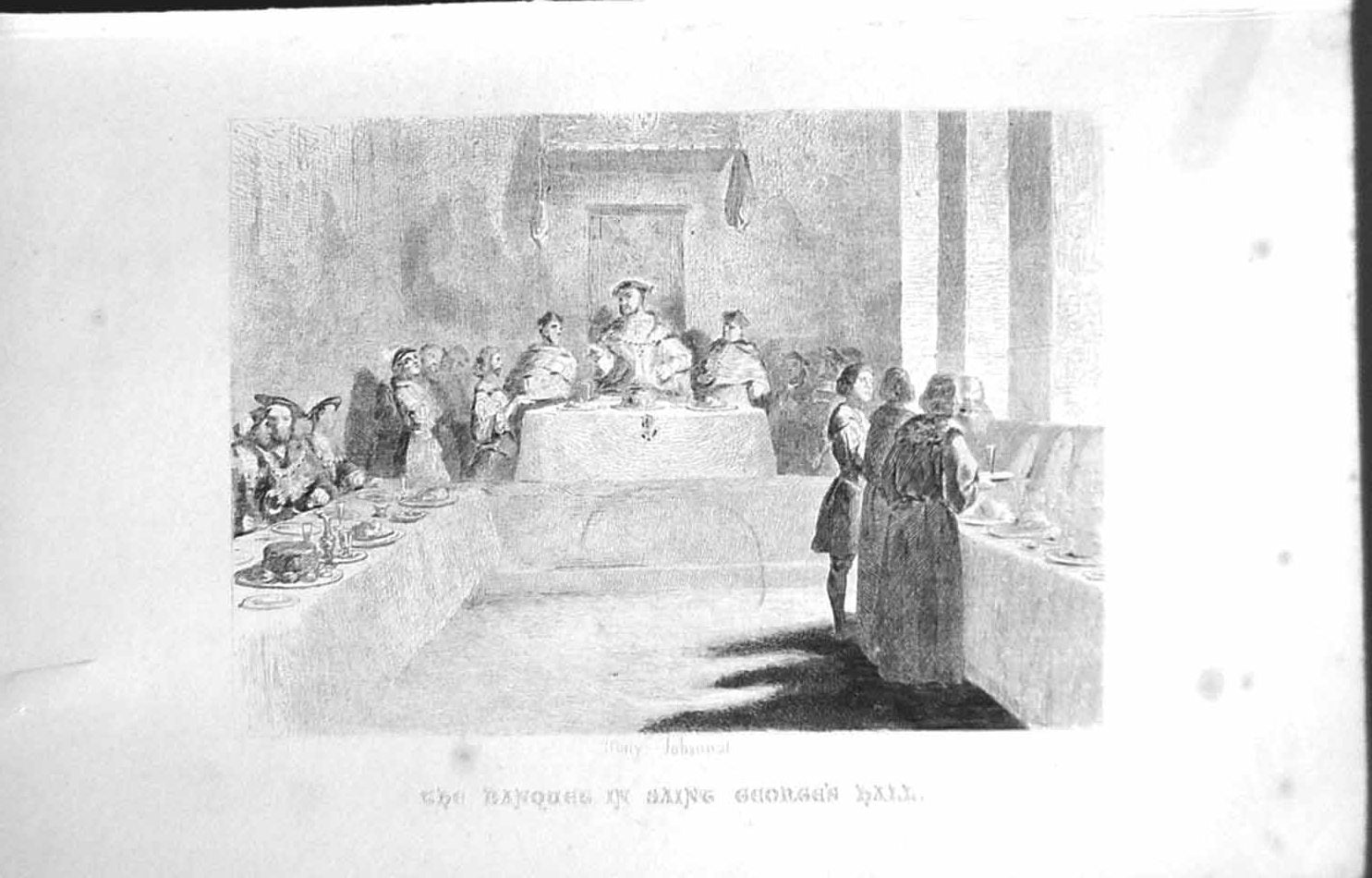 Old Vintage Print *3489 C1917 Windsor Castle Banquet Saint Georges Hall