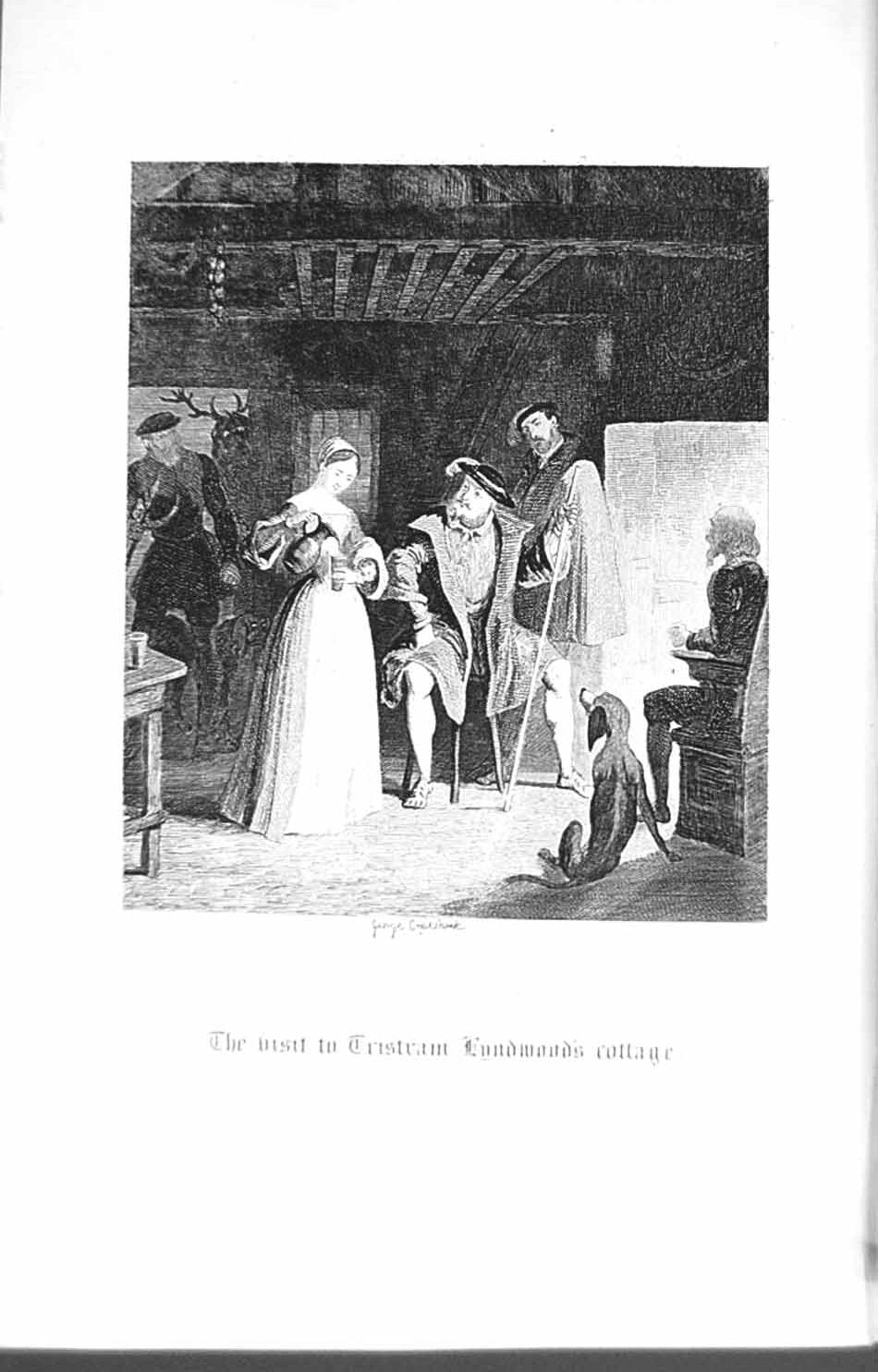Antique Print *3493 C1917 Windsor Visit Tristram Cottage George Cruikshank