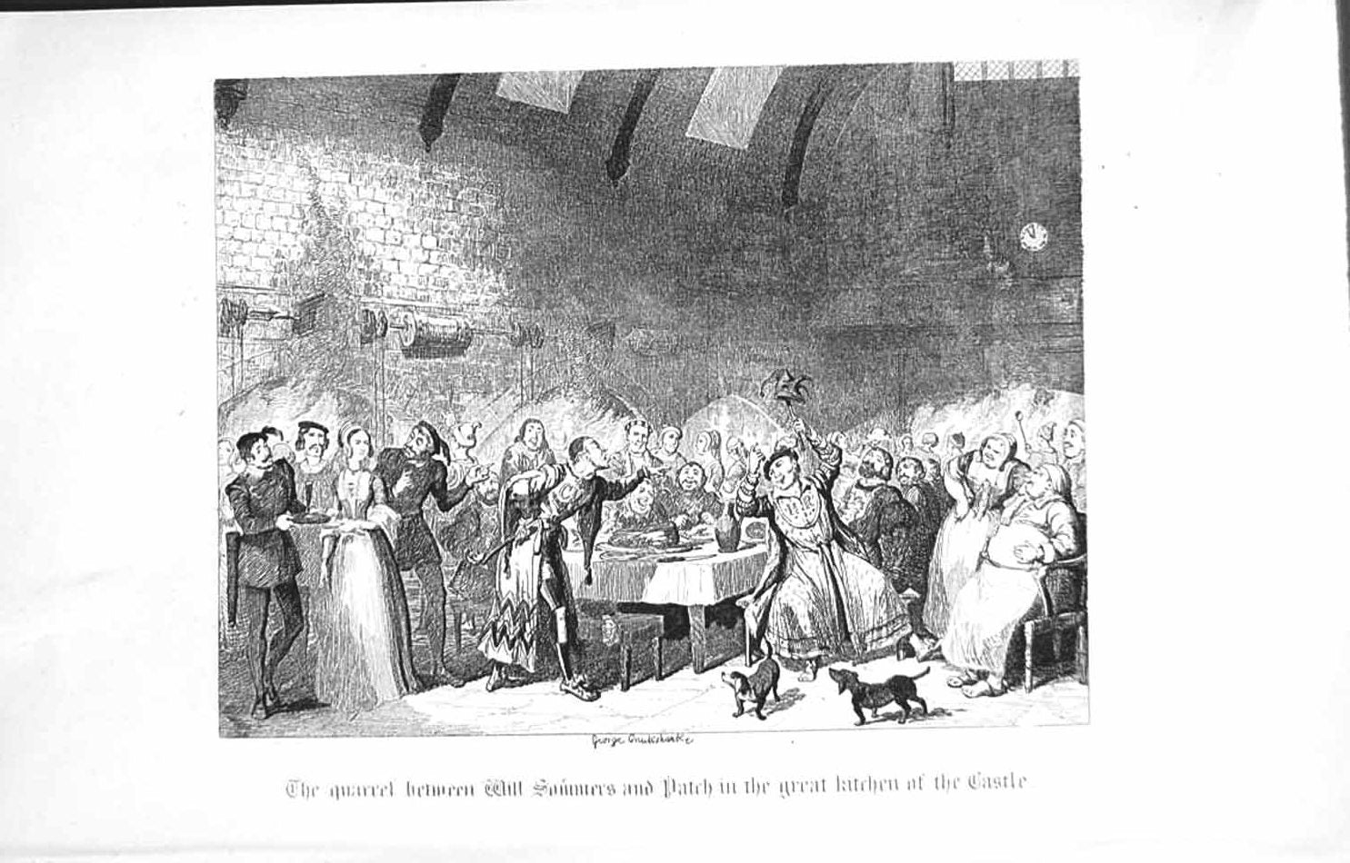 Old Vintage Print *3498 C1917 Windsor Castle Quarrel Will Sommers Kitchen