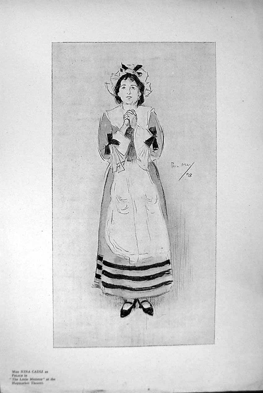 Antique Old Print *2493 1898 Haymarket Theatre May Nina Cadiz Little Minister