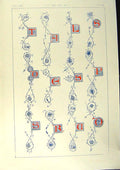 Antique Old Print Ref.771 1860 Art Illuminating Alphabet Letters Calligraphy