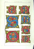 Old Print Ref.777 1860 Art Illuminating Alphabet Letters Design Patterns