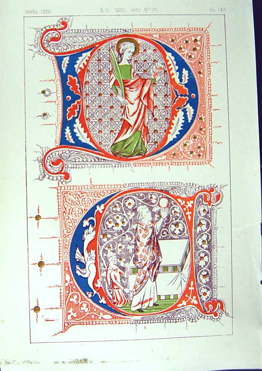 Antique Old Print *2509 1860 Art Illuminating Colour Patterns Shapes Designs