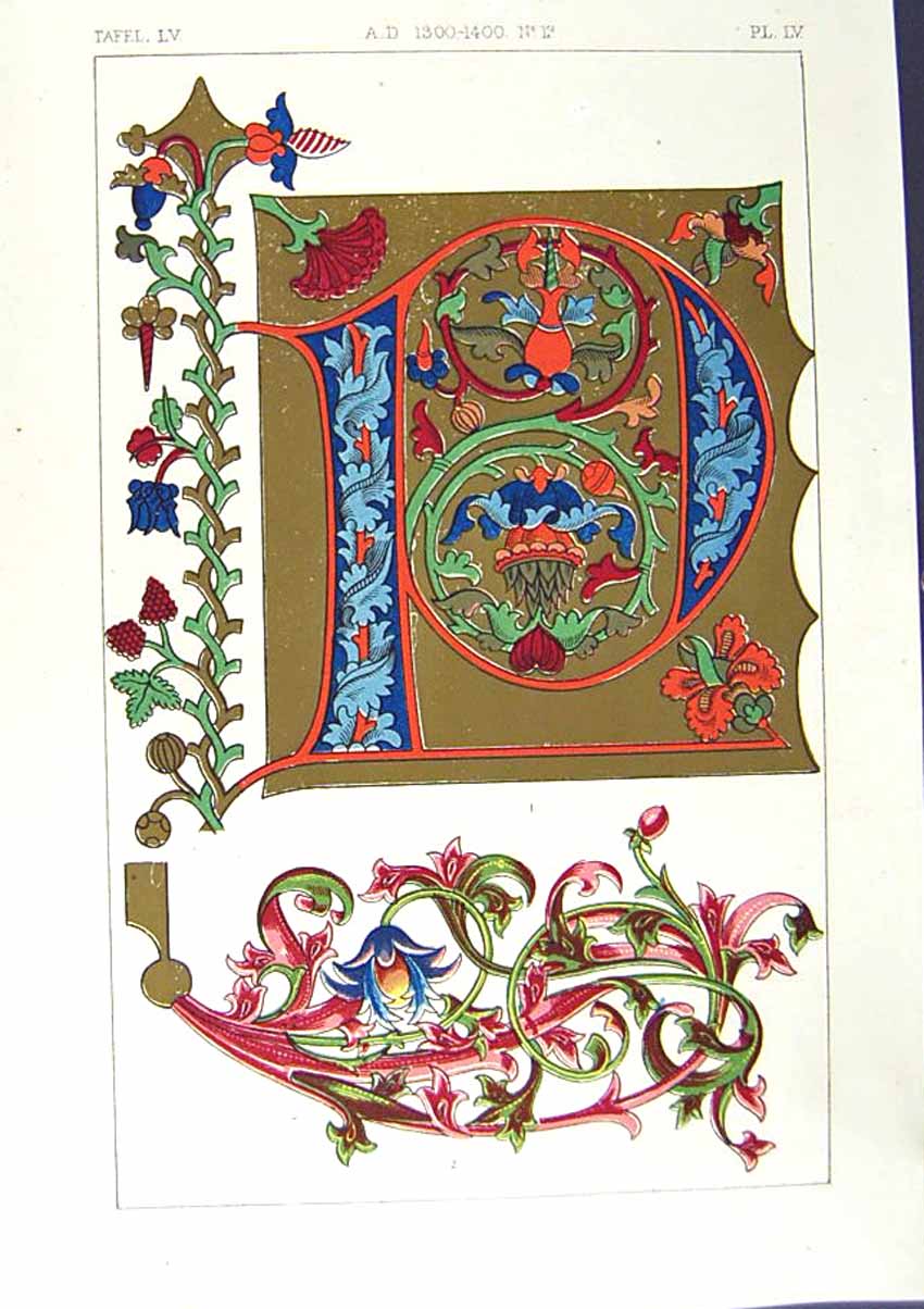 Antique Old Print Ref.786 1860 Art Illuminating Colour Shapes Design Patterns