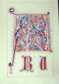 Antique Old Print *2515 1860 Art Illuminating Alphabet Letters Colour Design