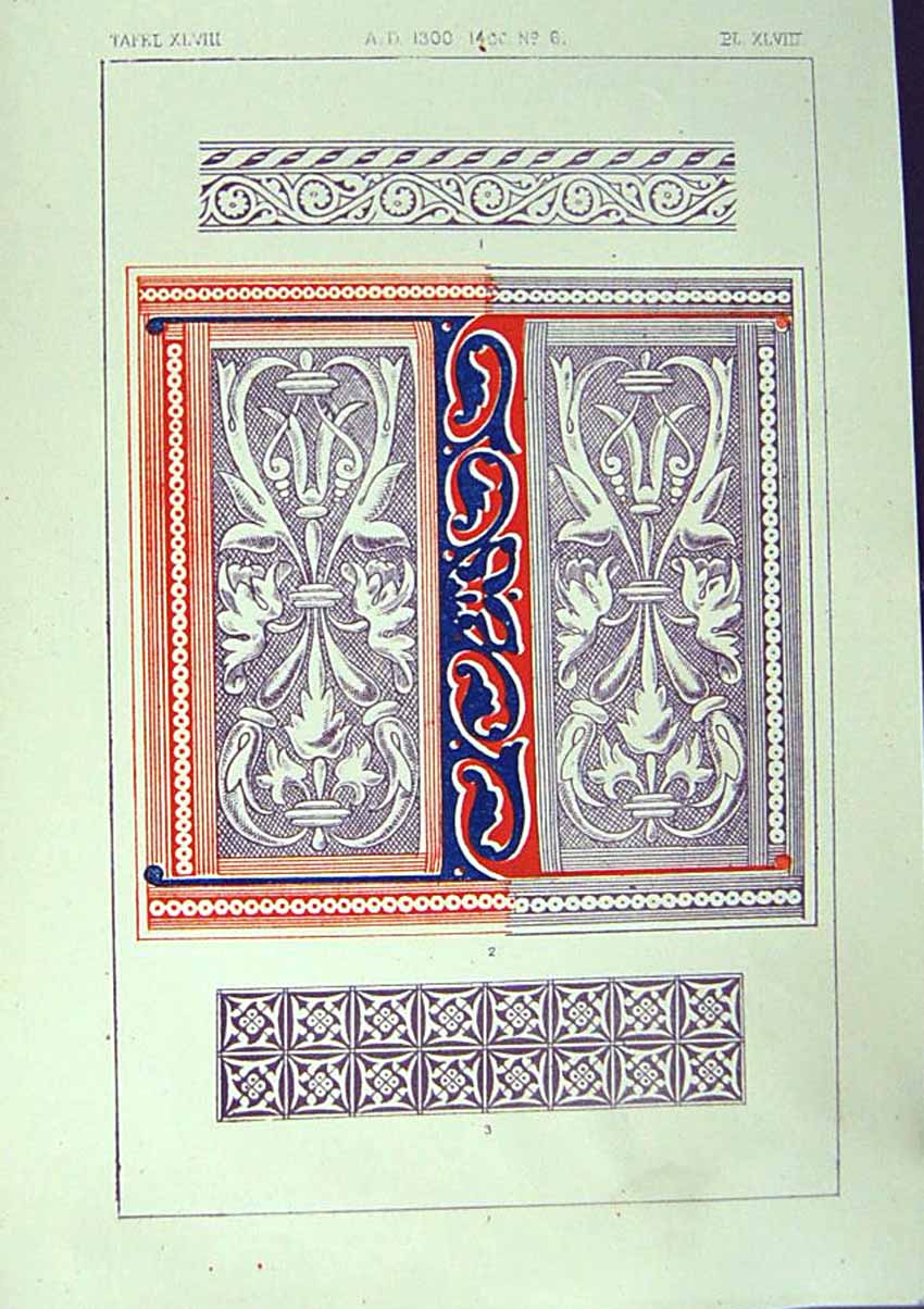 Antique Print Ref.791 1860 Art Illuminating Colour Patterns Shapes Designs