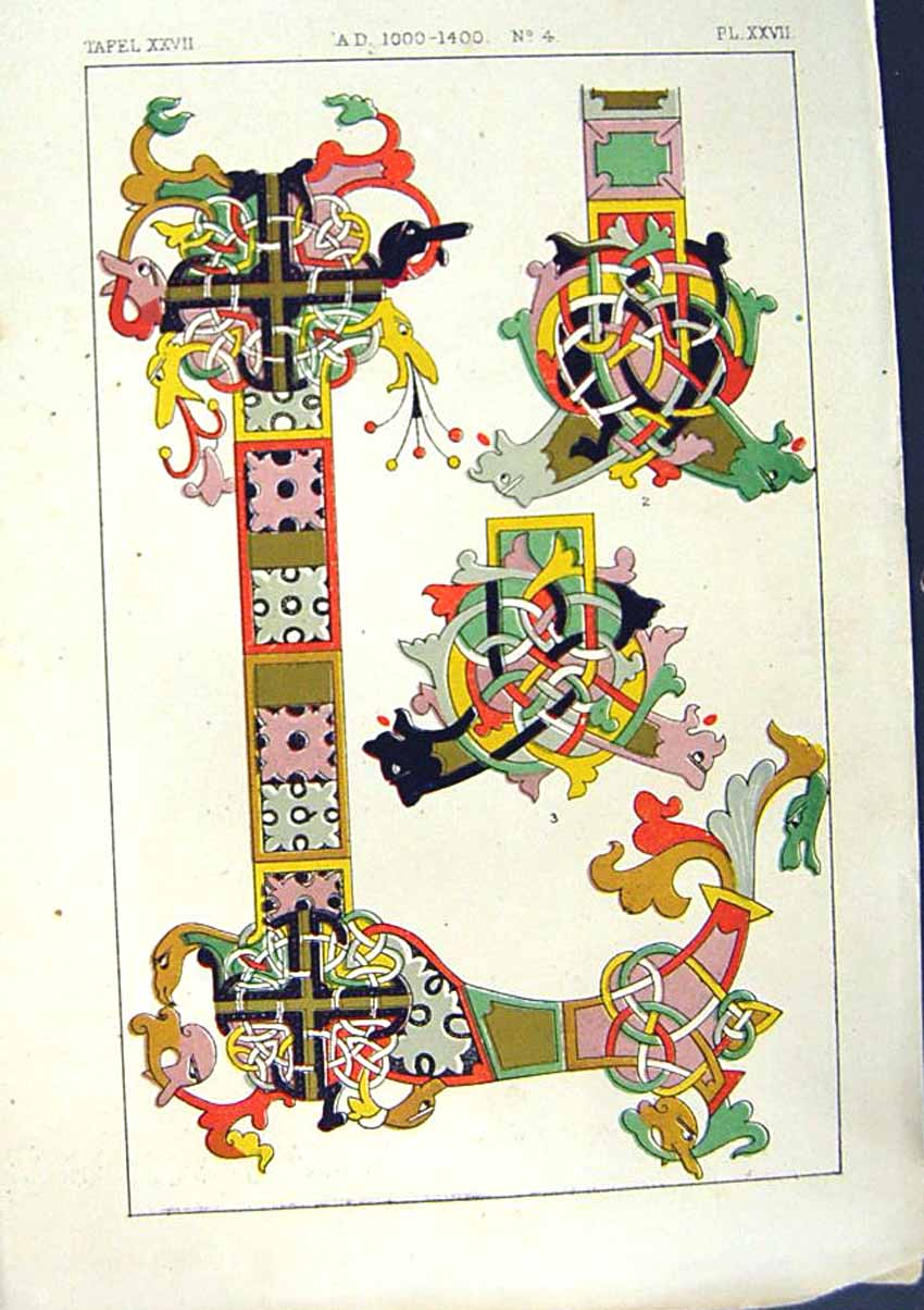Antique Old Print Ref.795 1860 Art Illuminating Colour Patterns Shapes Design
