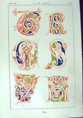 Old Print Ref.796 1860 Art Illuminating Alphabet Letters Patterns Design