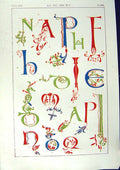 Old Print Ref.797 1860 Art Illuminating Alphabet Letters Design Patterns