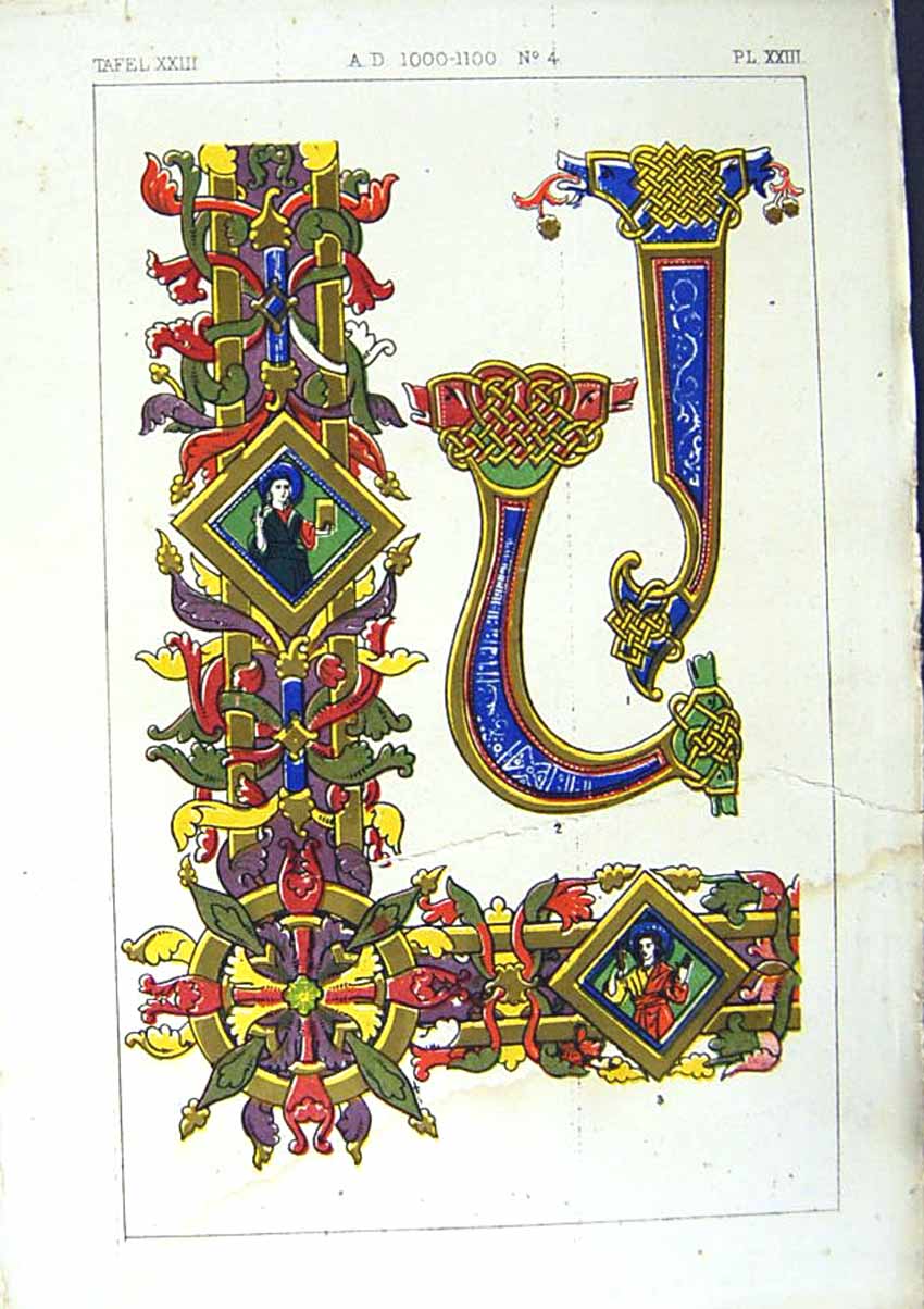 Antique Old Print Ref.802 1860 Art Illuminating Colour Patterns Design Shapes