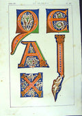 Antique Old Print *2519 1860 Art Illuminating Colour Patterns Letters Design