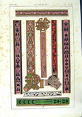 Antique Old Print *2526 1860 Art Illuminating Letters Patterns Fish Colour